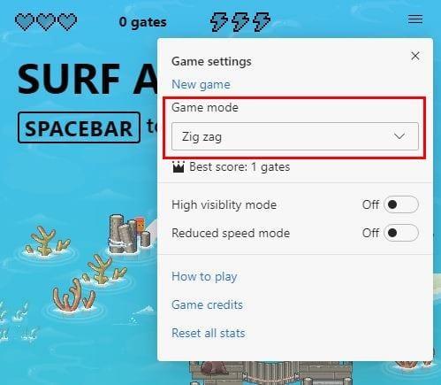 Accedi al gioco di surf nascosto di Microsoft Edge