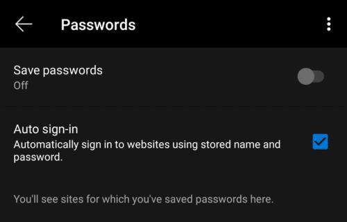 Edge dành cho Android: Cách dừng lời nhắc lưu mật khẩu của bạn