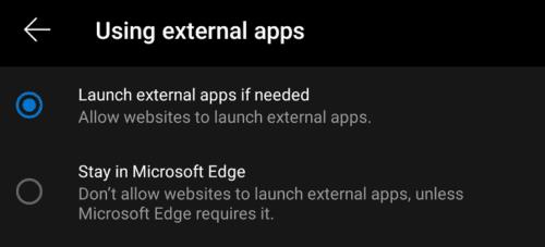 Impedir que o Edge para Android abra outros aplicativos