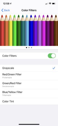 Bật Bộ lọc màu trong Cài đặt iPhone