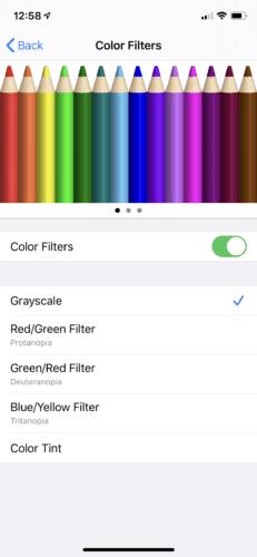 iPhoneの設定でカラーフィルターをオンにする