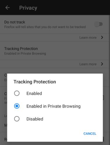 Android版Firefox：追跡保護を有効にする方法