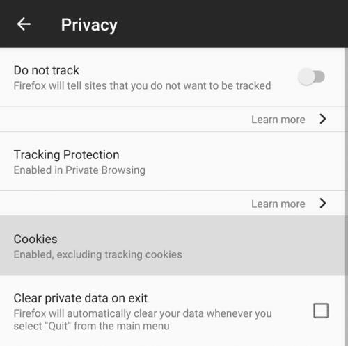 Firefox dành cho Android: Cách Quản lý Tùy chọn Cookie của Bạn