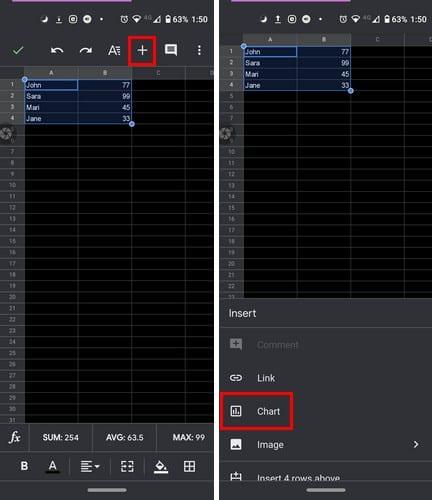 So erstellen und ändern Sie ein Diagramm in Google Sheets