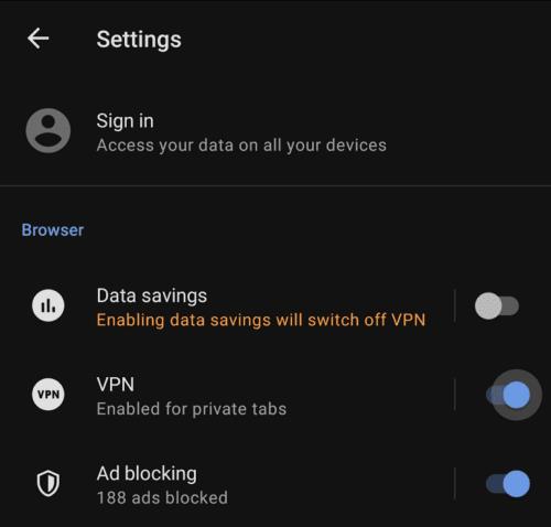 Opera per Android: come configurare la VPN integrata