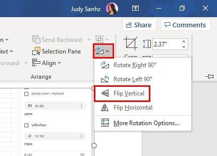 how to rotate images in word