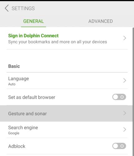 Dolphin pour Android : configurer des gestes personnalisés