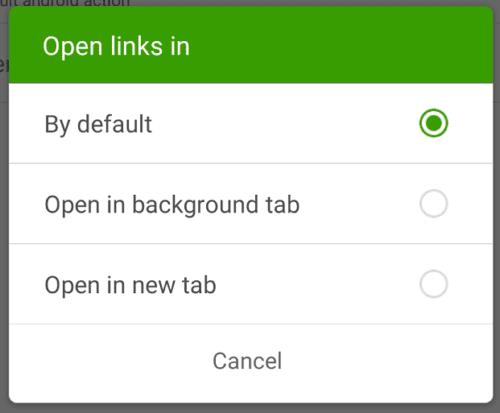 Dolphin pour Android : définissez les liens à ouvrir dans l'onglet actuel ou dans un nouvel onglet