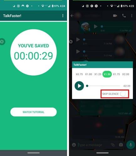 Rallenta o velocizza l'audio di WhatsApp