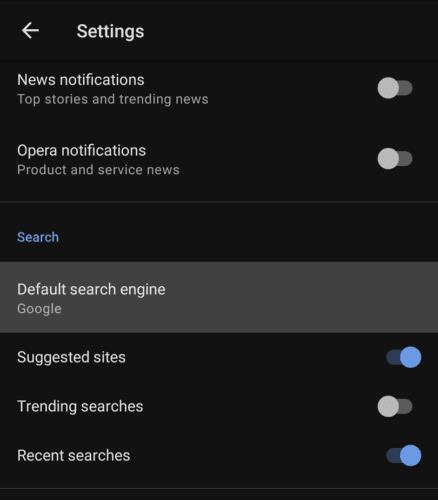 Opera pour Android : Comment changer le moteur de recherche par défaut