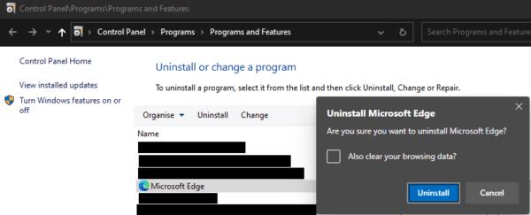 Puoi disinstallare MS Edge su Windows?