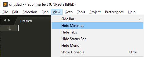 Come nascondere la minimappa nel testo sublime 3