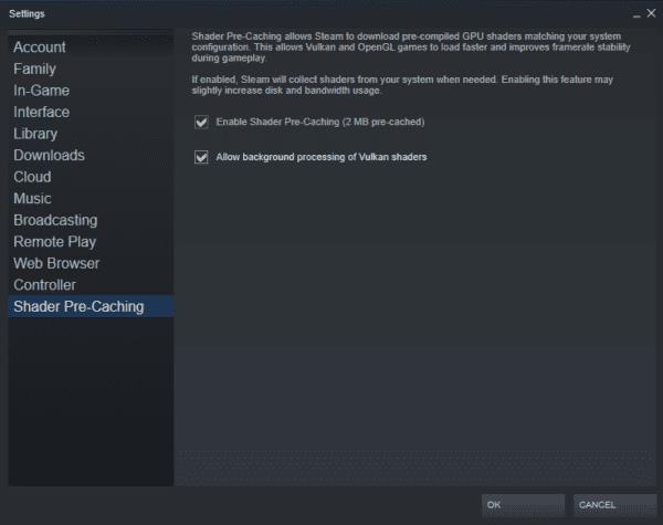 Come disabilitare la memorizzazione nella cache degli shader in Steam