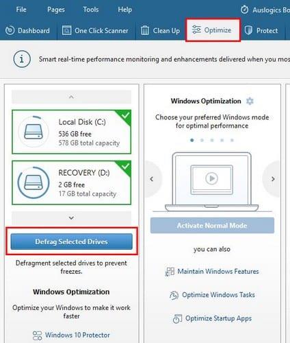 Come deframmentare solo unità specifiche in BootSpeed ​​11