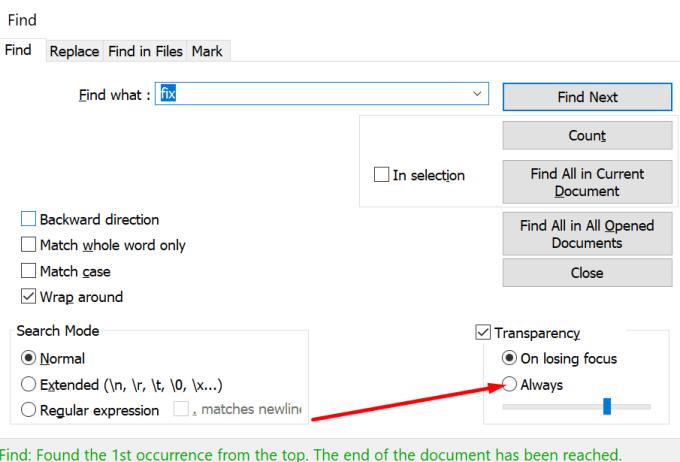 Risolto il problema con Notepad ++ che non mostra i risultati della ricerca