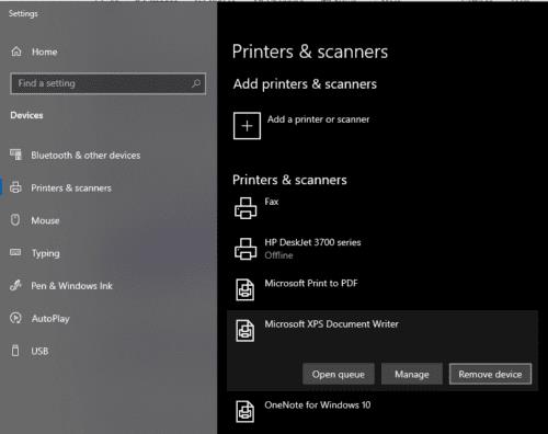 Cách xóa tùy chọn máy in tài liệu XPS khỏi Windows 10