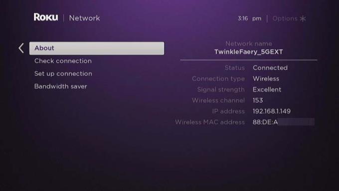 Roku: como localizar o endereço MAC