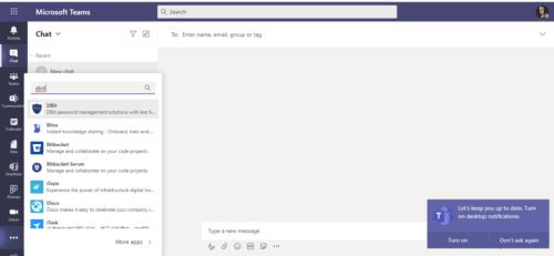 Integrazione della gestione delle password Dbit in Microsoft Teams