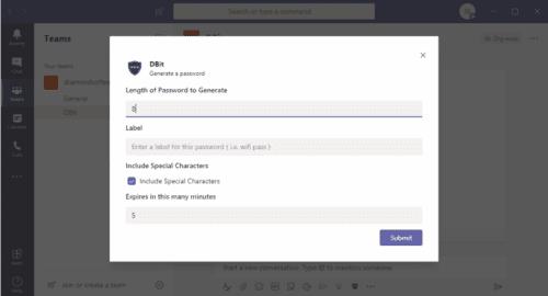 Integrazione della gestione delle password Dbit in Microsoft Teams