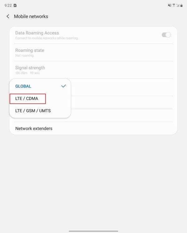 5G uitschakelen op de Galaxy Z Fold 2