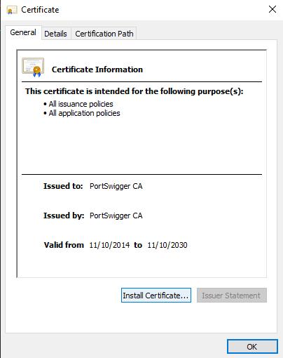 Come importare il certificato HTTPS di Burp Suite in Windows