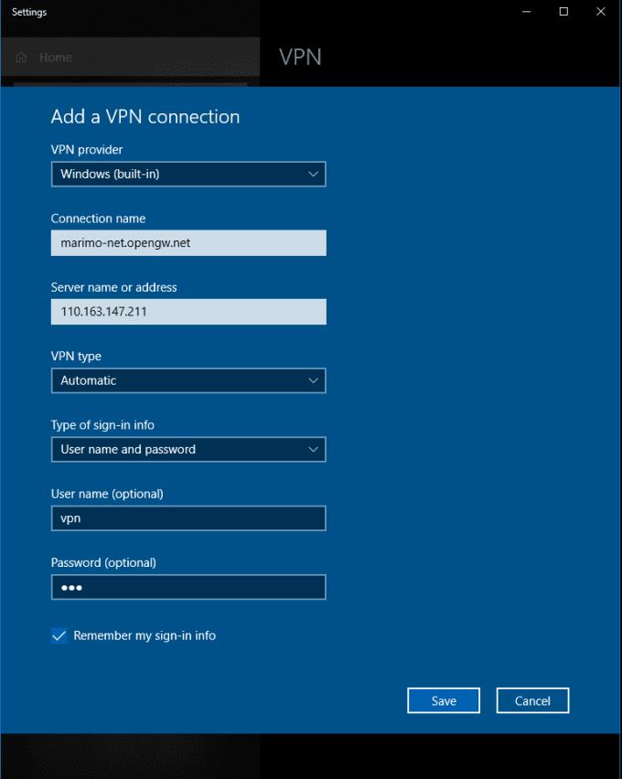 วิธีการตั้งค่าการเชื่อมต่อ Windows VPN