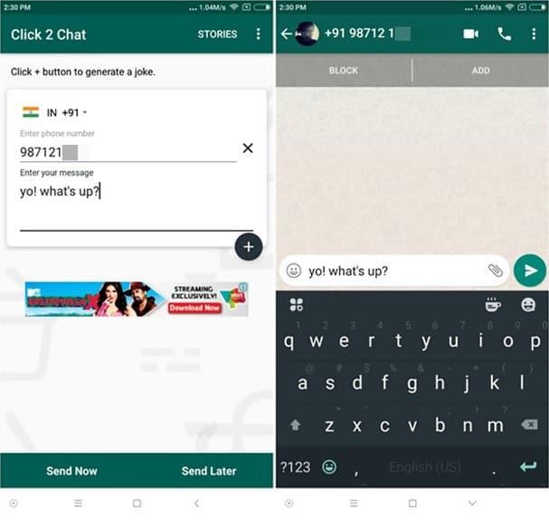 Cómo enviar mensajes de WhatsApp sin agregar un contacto