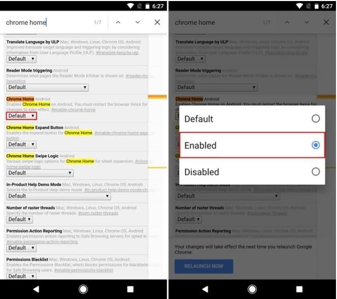 Come spostare la barra degli indirizzi di Chrome in basso su Android