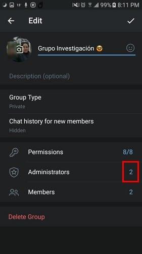 Come trasferire la proprietà di un gruppo Telegram