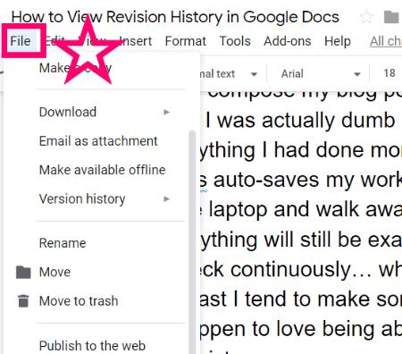 Como visualizar o histórico de revisão no Google Docs