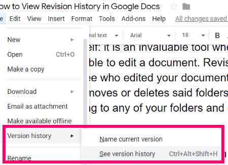 Come visualizzare la cronologia delle revisioni in Google Documenti