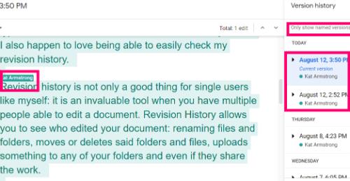 Revisiegeschiedenis bekijken in Google Documenten