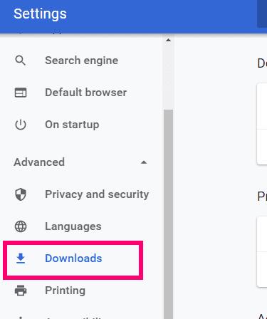 Cambia la posizione di download in Google Chrome