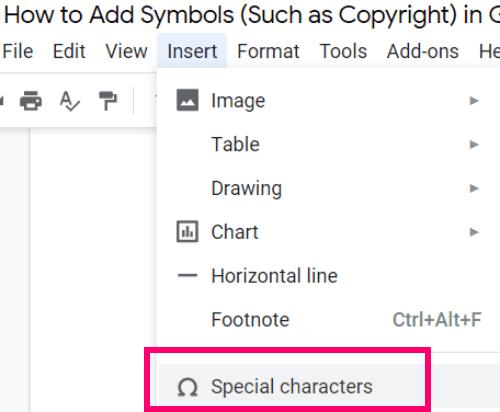 Googleドキュメントで記号（著作権など）を追加する方法