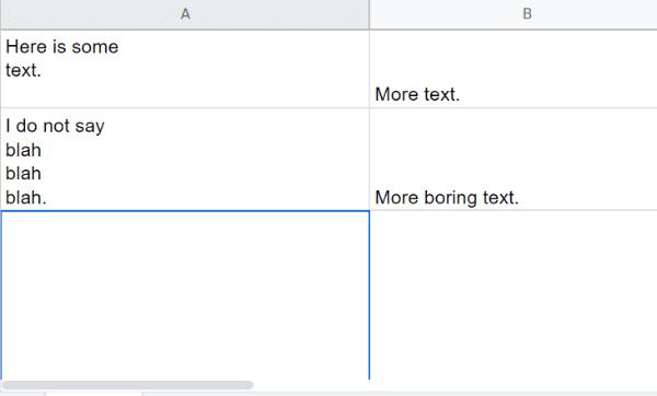 Google Sheets: Fügen Sie mehrere Textzeilen in einer einzelnen Zelle hinzu