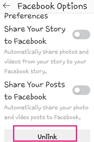 FacebookからInstagramのリンクを解除する方法