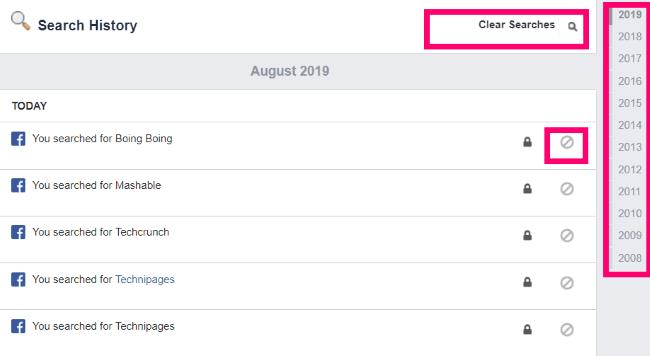 Come cancellare la cronologia delle ricerche di Facebook