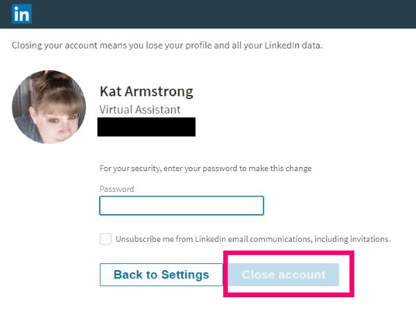 Cómo eliminar su cuenta de LinkedIn