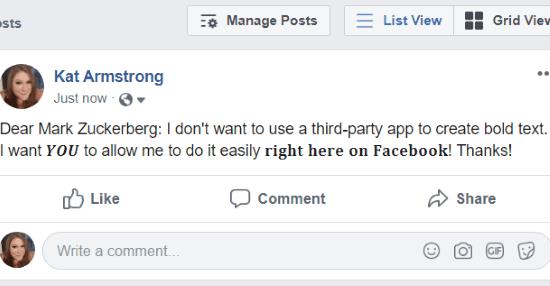 Come rendere il testo in grassetto nello stato di Facebook