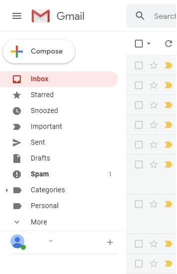 Defina o Gmail para visualização compacta