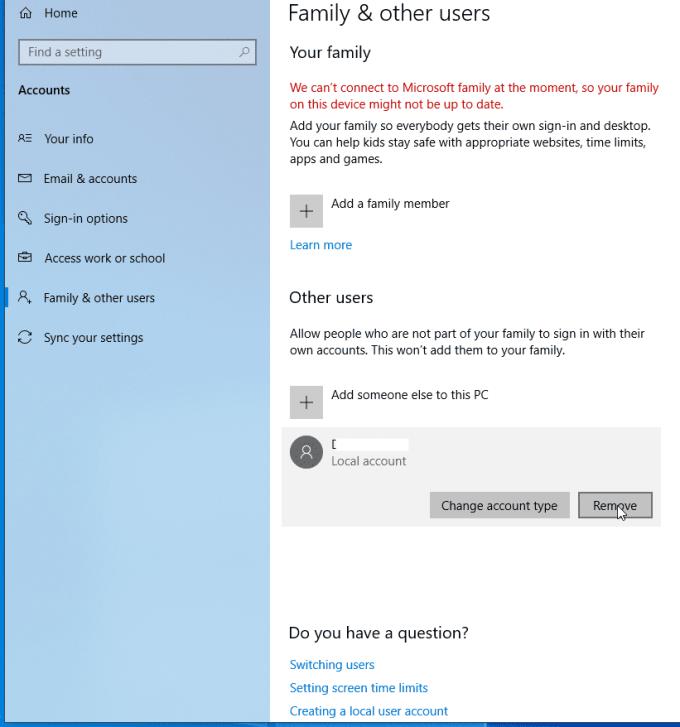Windows 10: Xóa hồ sơ người dùng