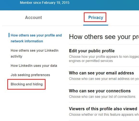 LinkedIn: mensen blokkeren/deblokkeren