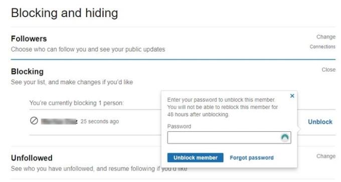 LinkedIn: come bloccare/sbloccare le persone