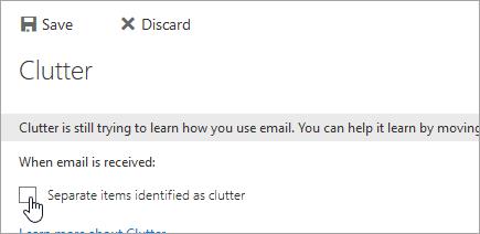 Outlook：クラッターフォルダーを無効にする