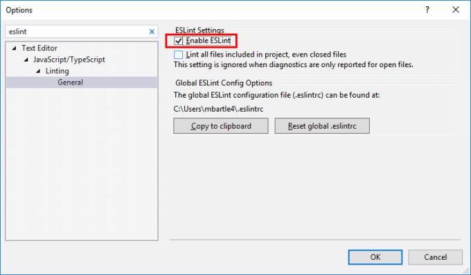 Visual Studio: ESLint 활성화/비활성화