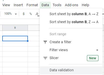 Google Sheets: Dropdown-Liste erstellen