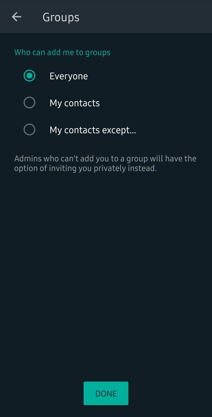 WhatsApp：ブロックして他のユーザーがあなたをグループに追加できるようにする