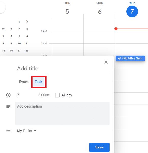 Googleカレンダーにタスクを追加する