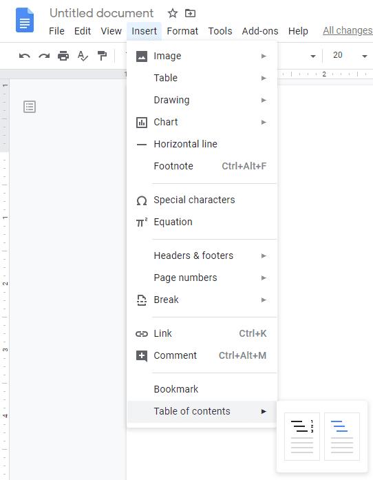 Google Docs: Como criar um sumário