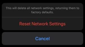 iPhone：ネットワーク設定をリセットする
